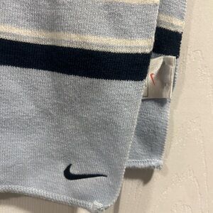 Nike Light Blue and Navy Striped Scarf